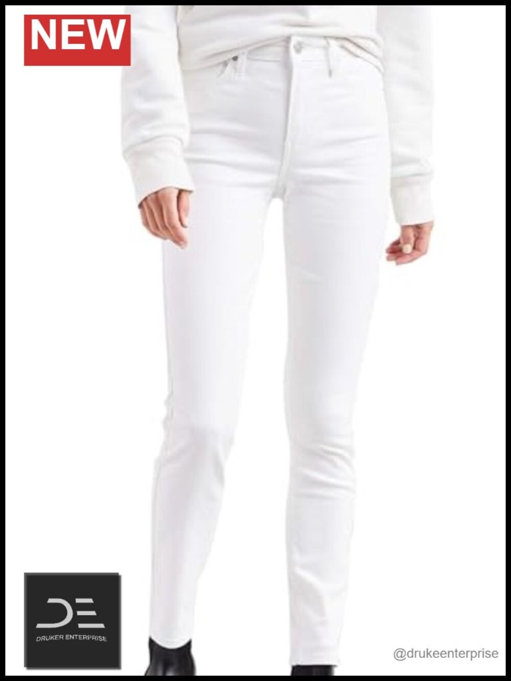 High Rise Skinny Jeans Stretch Denim 5 Pocket